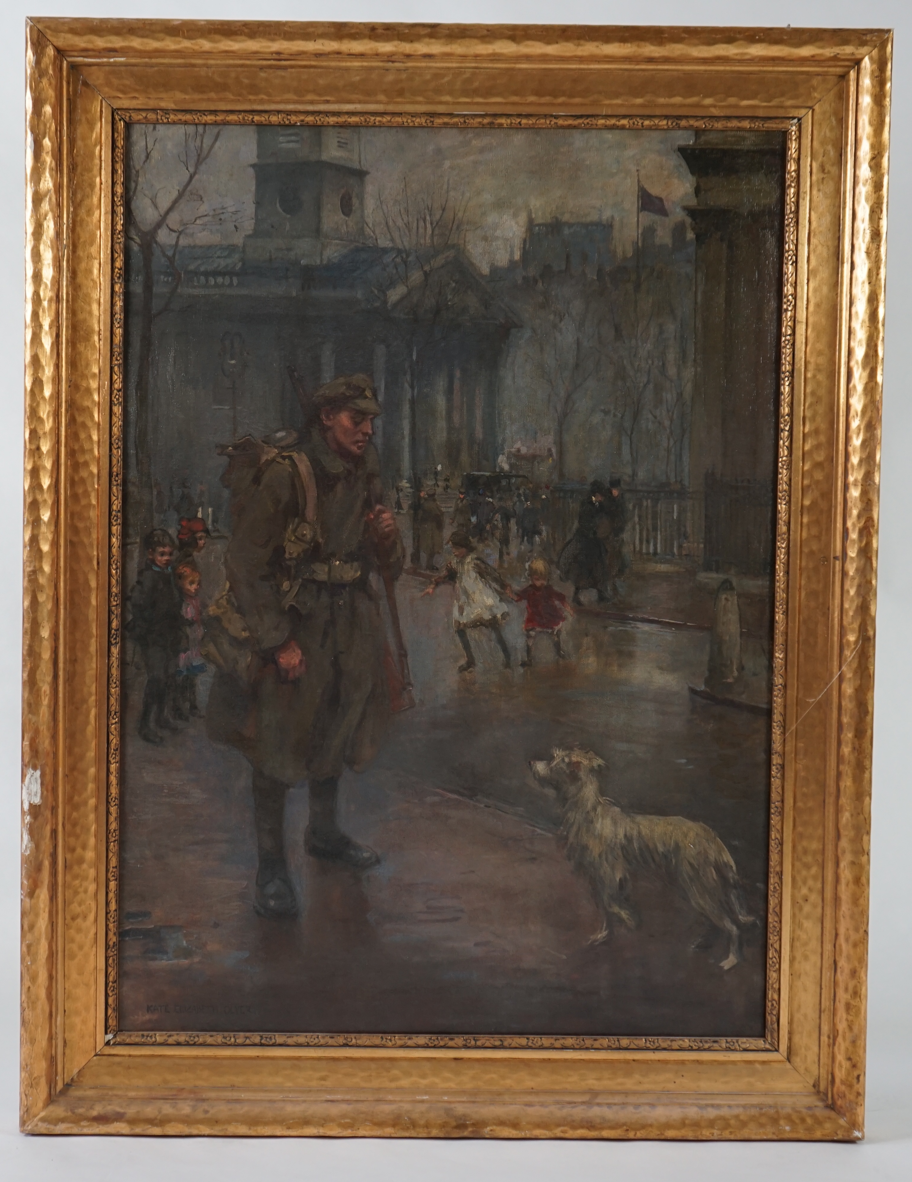 Kate Elizabeth Olver (British, 1881-1960), 'Return from the front, 1916', oil on canvas, 137 x 99cm